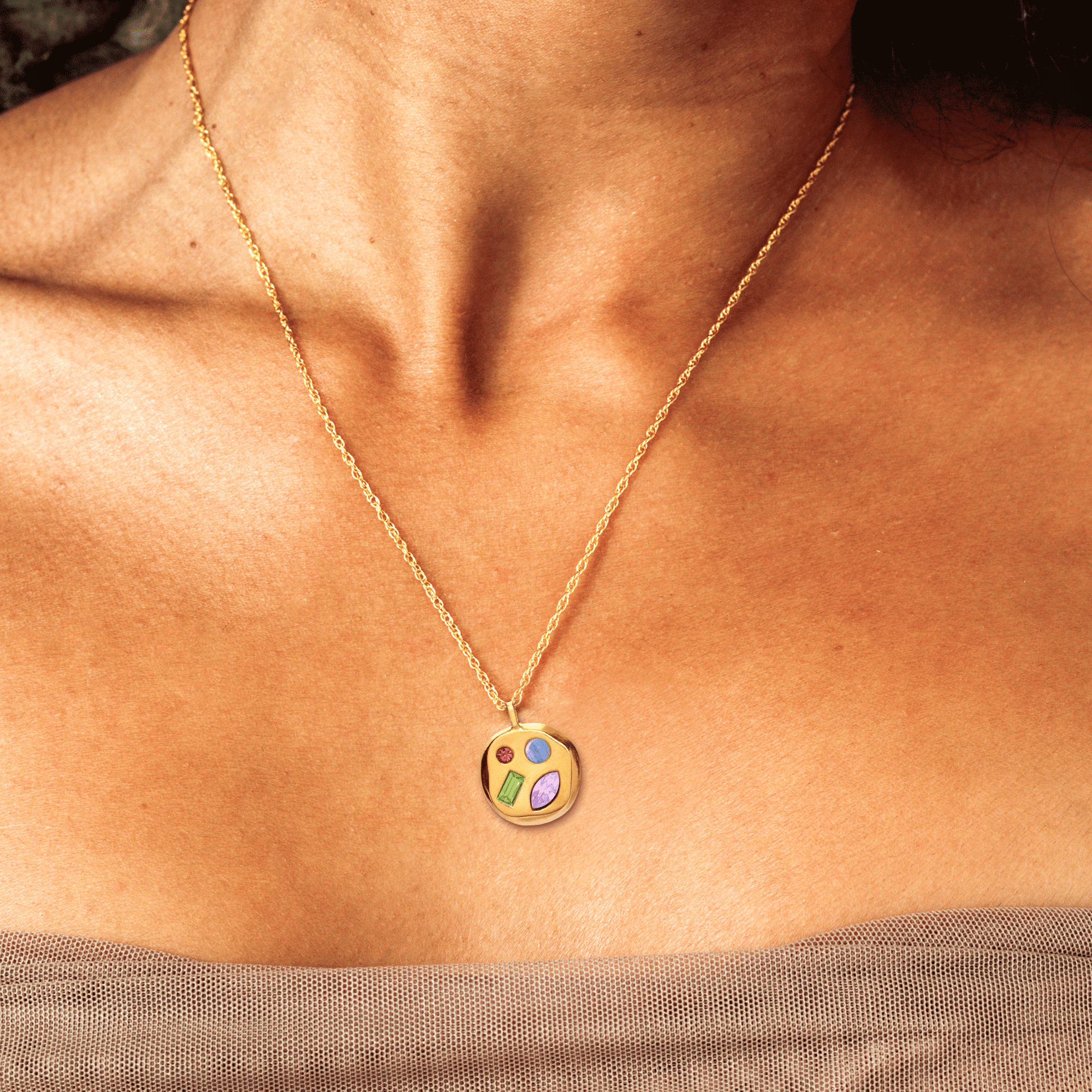Person wearing The February Second Pendant
